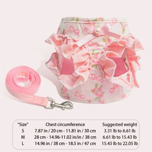 TEMU 애완동물 하네스 및 리드줄 세트 강아지 조끼 스타일 하네스, 스냅 잠금 이중 보호, 섬유 소프트 원단, 편안하고 통기성이 좋고 답답하지 않음, 리본 만화 패턴 디자인