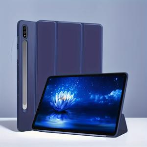 TEMU 삼성 갤럭시 탭 S10 FE/S9 FE 10.9인치, S7/S8/S9 11인치용으로 설계된 액상 실리콘 케이스입니다. 마그네틱 플립 커버 스마트 보호 쉘, 삼각 접이식 스탠드 디자인, 가볍고 내구성이 뛰어나고 휴대하기 쉬운 제품입니다.