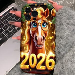 TEMU 폰 케이스: 1개 창의적인 귀여운 크리스마스 말 안경 디자인 - 크림 패턴 시리즈 2D 패턴 폰 케이스, 애플 아이폰 16/15/14/13/12/11/6/7/8/X/XS Max Pro Max Plus 및 기타 모델 호환; 독특한 선물, 생일 선물, 데이 선물, 선물 주기에 필수