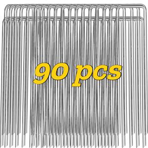 TEMU 정원용 지면 말뚝 90개 세트, 아연 도금 조경용 고정 말뚝, 반려동물 울타리, 잡초 방지 커버 원단, 지ậy 피복, 관개 드립 라인, 닭장용 철망에 적합