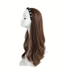 TEMU 여성을 위한 큰 물결 모양의 컬 헤어밴드 가발, 파티 및 일상 사진 촬영에 적합