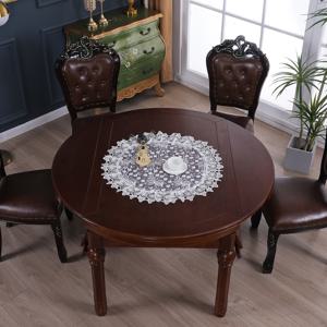 TEMU 1개, 대형 원형 테이블 매트, 폴리에스터 베이지 자카드 새틴 테이블 매트, 정교한 자수 수용성 레이스 테이블 매트, 주방 원형 장식 테이블보, 발렌타인데이, 화이트 발렌타인데이, 웨딩 테이블 장식에 적합