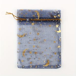 TEMU 25개 10*15cm 네이비 블루 골드 스탬핑 오간자 메쉬 백, 부케 선물 가방, 웨딩 캔디백, 진주 실 보관용 파티 끈끈이 봉투, 할로윈