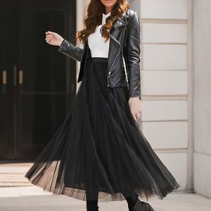 TEMU 메쉬 스커트 여성용 봄/가을/여름 신상 다용도 하이웨스트 A라인 요정 스타일 플리츠 빅 스윙 스커트