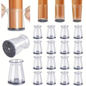 TEMU 16개 검정 의자 다리 보호 캡, 광택 금속 끝 - 스크래치 방지, 쉬운 슬라이드 가구 캡 (펠트 패드 포함), 소음 감소, 가정 및 사무실 사용에 적합, 의자 다리 바닥 보호대