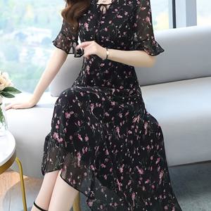 TEMU 블랙 V넥 프린트 롱 드레스, 모든 계절에 적합, 패셔너블하고 트렌디함, 캐주얼하고 업무복, 편안한 원단, 우아하고 고상함, 공식적인 및 비공식적인 행사 모두에 착용 가능, 해변에 적합, 젊은 기분