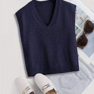 TEMU 우아한 디렉션 여성 솔리드 V넥 베스트 탑