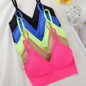 TEMU 여성용 스포츠 브라 5개 세트, 노백 요가 피트니스 러닝 탱크탑, 아우터웨어용 랩 브라