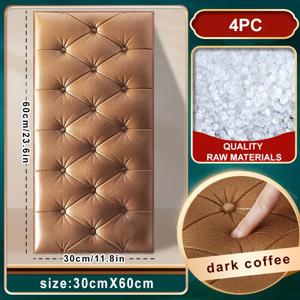 TEMU 천장 및 방 꾸미기용으로 설계된 4개 세트의 자가 점착식 3D 폼 벽 스티커. 부드럽고 방수 및 충격 방지 기능이 있는 가죽 코팅 벽 패널로, 벽지 및 쿠션으로 사용 가능하며, 거실, 욕실, 주방에 이상적입니다.