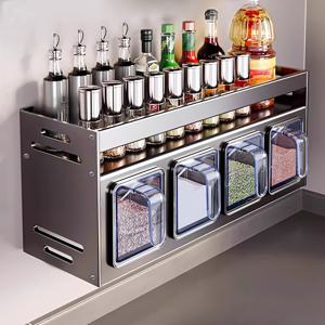 TEMU 주방 양념 보관 선반, 비구멍 벽부착형 다기능 양념 조합 세트, 양념통 및 캔, 주방 및 가정용