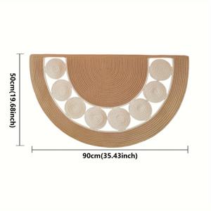 TEMU 1개 빈티지 핸드메이드 리넨 하프문 러그, 미끄럼방지 세탁 가능한 하프라운드 도어 욕실 매트, 빠른 건조 부드럽고 쉬운 청소, 욕실 침실 현관 발코니용, 봄 홈 데코, /35.43/47.24인치, 집들이 선물!