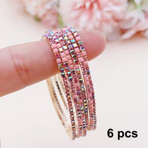 TEMU 6/10/20개 세트 라인스톤 테니스 팔찌, Y3 달콤한 핑크 레드 발렌타인데이 여성용 스트레치 뱅글, 데일리웨어 다용도, 멀티레이어 스택 가능
