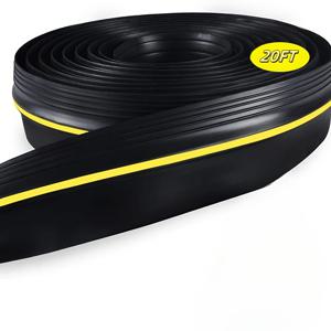 TEMU 20피트 범용 차고 문 하단 씰, 방수 고무 DIY 날씨 스트립 교체용, 실란트/접착제 미포함, 20피트, 블랙