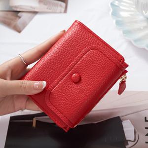 TEMU 시크한 여성용 컴팩트 지갑, 측면 지퍼 - 슬림한 단색, 가벼운 & 접이식 디자인, 동전 및 필수품용