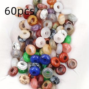 TEMU 2D 플랫 - 30/60개 플랫 비즈 빅 홀 산자석 비즈 광택석 라운드 비즈 참 쥬얼리 제작 부자재