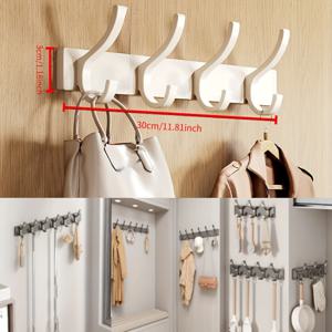 TEMU 옷, 가방, 모자 걸이용 드릴 불필요 도어 후크. 매끄러운 외관을 위한 강력 접착제 특징. 현관, 거실, 주방 및 욕실의 물품 정리에 이상적입니다.