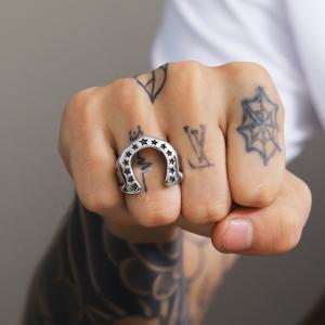 TEMU 1개 스타일리시 스테인리스 스틸 U자형 말굽 반지 - 힙합 빈티지 스타일, 일상 착용 및 스포츠 이벤트에 적합, 완벽한 휴일 선물