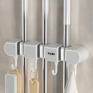 TEMU 1개 다기능 걸이형 걸레 홀더, 벽걸이형 걸레 랙, 드릴 불필요 자가 점착식 걸레 홀더, 빗자루 클립, 청소 도구, 욕실, 사무실, 주방, 옷장, 차고, 마당, 원예, 신학기 용품, 다용도 후크에 적합