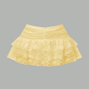 TEMU 레이스 러플 더블 레이어 플리츠 귀여운 케이크 스포츠 스커트