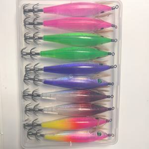 TEMU 10개입, 루어 미끼, 시뮬레이션 수영 미끼, 둥근 배 평행 나무 새우 균형 발광 수평 나무 새우 문어 미끼 후크 발광 천 롤 바다 낚시 보트 낚시 문어 후크