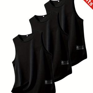 TEMU 3개 남성용 운동 탱크 탑 - 짧은팔 속건성 통기성 셔츠, 헬스, 러닝 및 농구용 - 단색 및 보라색 경량