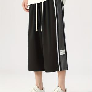 TEMU 남성용 통기성 폴리에스터 애슬레틱 쇼츠, 빅 & 탈 캐주얼 카프리 팬츠 드로스트링 포함, 농구, 러닝, 하이킹, 야외 활동에 적합, 니트 소재, 봄 여름 가을, 플러스 사이즈