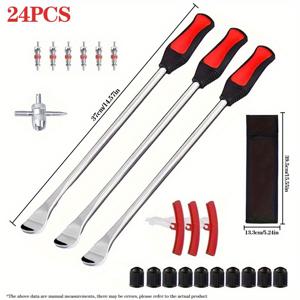 TEMU 타이어 레버 도구 24개, 스푼, 타이어 보호대 및 기타 부품 및 추가품