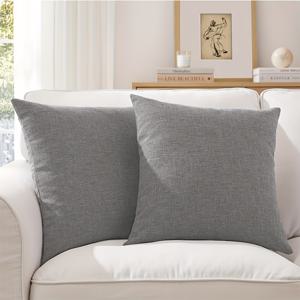 TEMU 단색 리넨 베개 커버 2개 세트, 18x18인치, 소박한 리넨 쿠션 커버 장식, 다양한 색상, 소파 침실 거실 장식용 (베개솜 미포함)