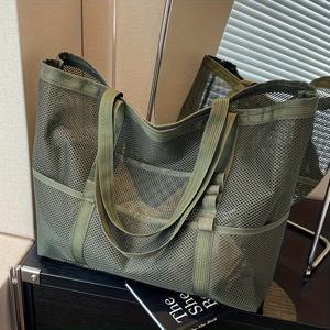 TEMU 여성용 대형 비치 토트백 - 고정 스트랩, 수영장, 휴가, 여행, 보드워크용 넉넉한 캐주얼 핸드백 - 내구성 있는 원단, 블러쉬, 그레이 등 다양한 색상 - 수영복 및 책 수납에 편리한 쉬운 관리