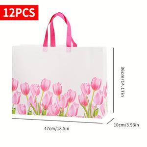 TEMU 그녀/남자를 위한 선물 12개 재사용 가능한 선물 가방, 손잡이 달린 토트백, 튤립 스타일 선물 포장 가방 – 발렌타인데이 선물, 파티 답례품 가방, 쇼핑 가방으로 이상적 (3가지 사이즈)