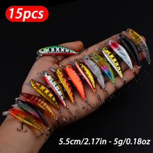 TEMU 15개 싱킹 미니 미노우 낚시 미끼 제르바이트 배스 파이크 카크바이트 워블러 스윔베이트 전문가용 하드 베이트