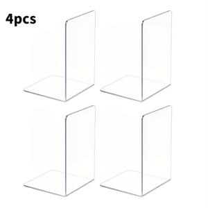 TEMU 4개 세트 두꺼운 아크릴 북엔드, 심플 투명 L자형 책상용 북엔드, INS 스타일 아크릴 학생용 탁상 창의적인 수납 책받침대, 책상 정리함 책장