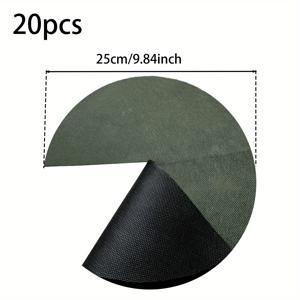 TEMU 녹색 뒷면이 있는 재사용 가능한 나무 보호 링 20개 세트 - 잡초 방지 기능을 하는 부직포 매트, 뿌리 보호를 위해 잔디에 저항하는 원형 패브릭 디자인, 정원 가꾸기 및 식물 관리에 적합