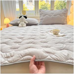 TEMU 1 초극세사 매트리스 보호 커버 얇은 매트리스 편안한 퀼팅 매트리스, 네 귀마개 스트랩 통기성 침구 싱글 더블 침대 매트리스 커버 대형, 특대형, 야외 캠핑, 침실, 아파트, 게스트룸, 호텔에 적합