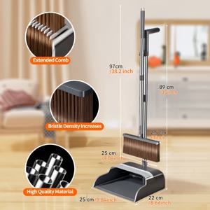 TEMU 거실, 주방, 사무실, 로비 청소용 가볍고 튼튼한 긴 손잡이 빗자루와 쓰레받기 세트, 효율적인 청소 도구