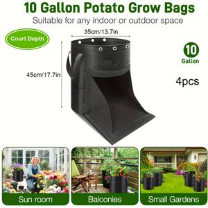 TEMU 고강도 부직포 감자 재배 가방, 효율적인 재배 생산 용기, 두꺼운 통기성 원단 화분, 토마토, 꽃, 채소 재배에 적합 - 실내 및 실외 원예 상자, 다양한 구성 요소 장착