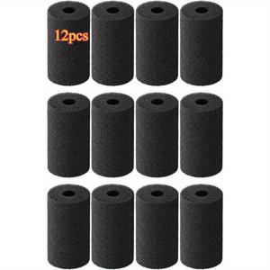 TEMU 12개입 프리필터 스펀지, 수족관 필터 스펀지, 물 흡입구 스펀지 폼 롤, 작은 물고기 및 새우 어린 물고기 어항 덮개 추가에 적합