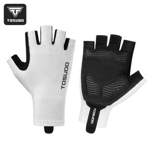 TEMU 토수오드 남녀공용 하프핑거 사이클링 장갑 - 통기성 메쉬 & 인체공학적 디자인, 풀온 클로저, 강화된 손바닥 그립, 체육관 러닝 사이클링 (화이트/블랙), 아웃도어 스포츠 글러브, 슬림한 질감