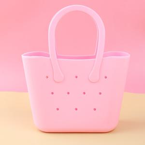 TEMU 1개 실리콘 비치백, 솔리드 컬러 소프트 토트백, 해변 나들이용, 메쉬백, 패셔너블 핸드백, 청소년용