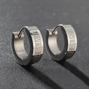 TEMU 파티 및 신학기 행사에 적합한 남녀 공용 스타일리시하고 미니멀한 로마 숫자 조각 후프 귀걸이 한 쌍