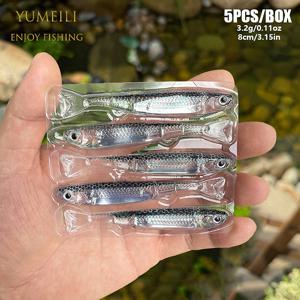 TEMU 5개입 고품질 내장형 롱 반사 쉬머링 투명 소프트 베이트 – 리얼한 스프레이 페인팅 물고기 비늘 타투, 시뮬레이션 3D 물고기 눈 – 독특한 물고기 꼬리 – 8Cm/3.2G, 매우 특별한 루어 소프트 베이트, 담수 해수 풀 워터 도메인