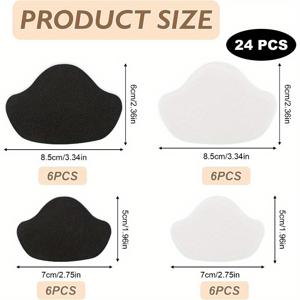 TEMU 24개 스니커즈 키트 (신발 구멍 보정용 자가 점착 힐 패치 포함), 운동화, 가죽 신발, 하이힐에 적합 (블랙 + 화이트, 중간 사이즈)