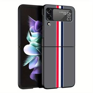 TEMU 휴대폰 케이스 - 혼합 색상 라인 디자인의 고급 휴대폰 케이스, Galaxy Z Flip 7, 6, 5, 4, 3 및 Z Flip 5G 모델과 호환, 하드 백 커버 특징
