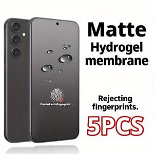 TEMU 갤럭시 S25/S24 울트라/S23/S22+/S21 FE/A73/A55/A54/A53/A30/A26/A25/A24/A23/A21s/A15/A14/A13/A05s용 매트 하이드로겔 스크린 보호필름 5개입, 풀 스크린 커버, 지문 방지, 스크래치 방지, 촉감 좋음 (강화유리 아님)