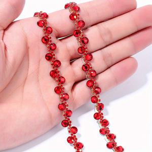 TEMU 1 야드의 라인스톤 체인, 레드, 블랙, 건메탈, 블루, 골든, 클리어 9가지 색상 포함, 할로윈 및 크리스마스 프로젝트에 적합