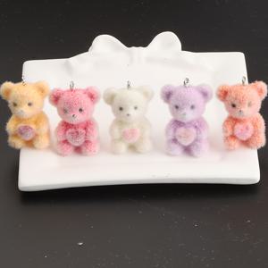 TEMU 귀여운 3D 플로킹 멀티컬러 허깅 베어 참 5개/1개 - DIY 주얼리, 체인 펜던트, 가방 장식, 정교한 DIY 선물용, 솔리드 레진 컬러풀 시리즈 카툰 베어 펜던트 (노랑, 분홍, 보라, 흰색, 주황)