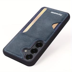 TEMU 갤럭시 S25 S24 S23 S22 S21 S20 울트라 플러스 FE S25용 가죽 카드홀더 슬롯 포켓 백커버 소프트 범퍼 케이스 휴대폰 커버