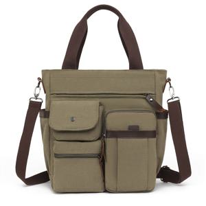 TEMU 노트북용으로 디자인된 남성용 캔버스 숄더백. 넉넉한 다기능 레이아웃, 다양한 수납 공간과 포켓이 특징입니다. 고밀도 캔버스 소재로 제작된 이 빈티지 스타일 핸드백은 크로스바디 메신저백으로도 사용할 수 있습니다.