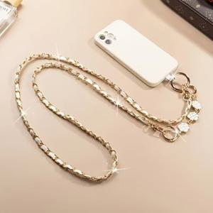 TEMU 패션 카멜리아 체인 메신저 휴대폰 끈, 휴대폰 분실 방지 로프, 메신저백 걸이 체인, 야외 여행 휴대용 액세서리