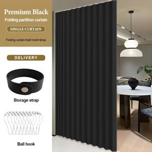 TEMU 1개 모던 접이식 파티션 커튼 (후크 포함), 3가지 색상: 블랙/화이트/미터, 간편한 설치, 무도구 파티션 커튼, 침실 및 거실 장식에 적합, 트렌디한 방 파티션, 거실 커튼